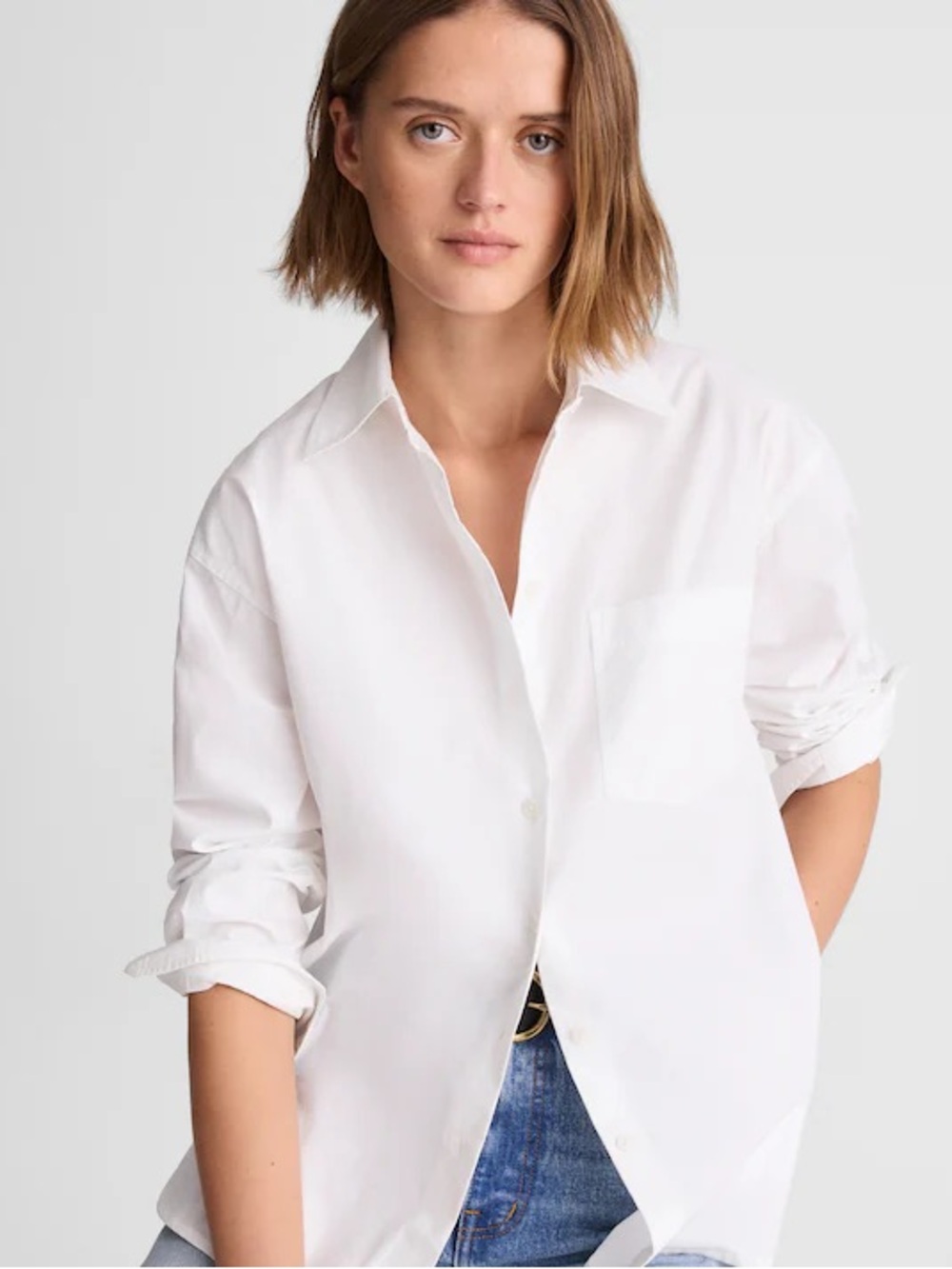 NWT Madewell Easy Shirt Poplin White Women Medium NY392